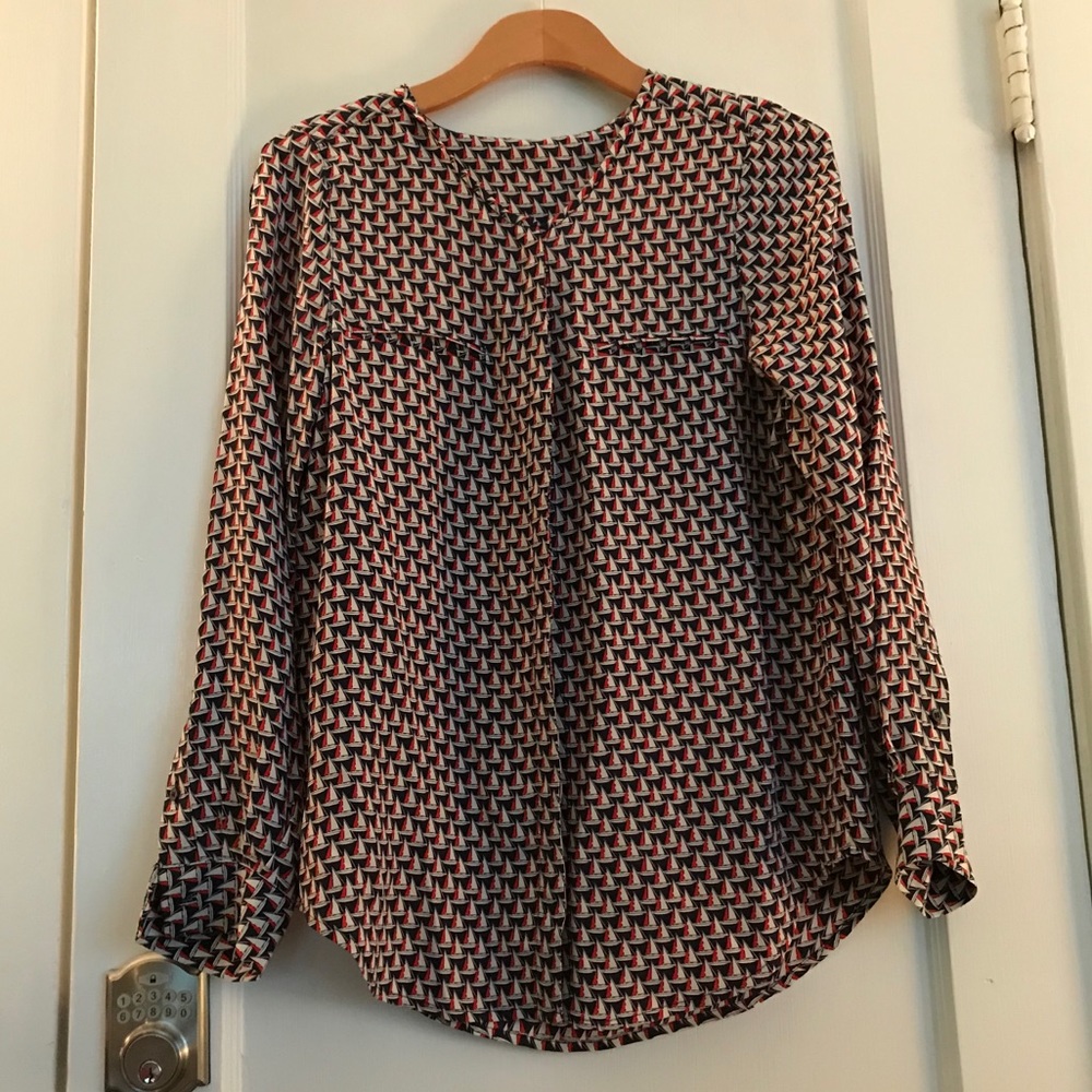 Joie Navy Sailboat Print Blouse, NWT, Size Small